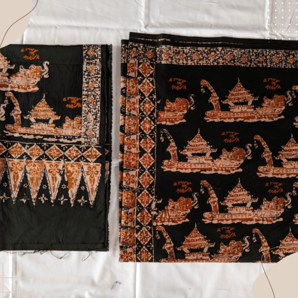 Batik motif Raflesia dan jangki dengan ponco pucuk rebung dan bis megalitik. belanja batik di batikkerinci.com