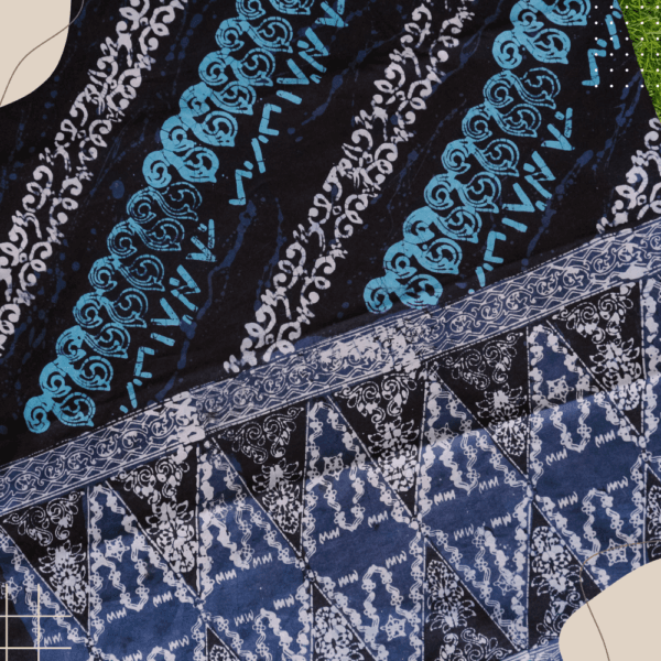 Batik Kerinci motif Incung Itik Pulang Petang dengan pinggiran segitiga, tradisional dan modern. Lihat lebih lanjut di batikkerinci.com.
